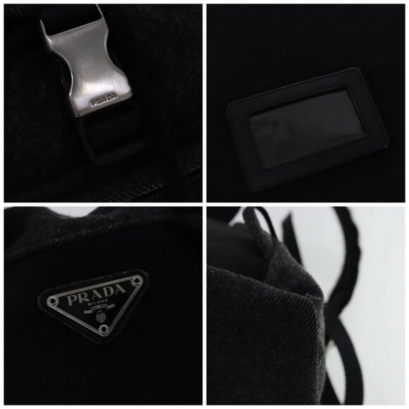 PRADA Backpack Wool Gray Silver - Picture 11 of 14